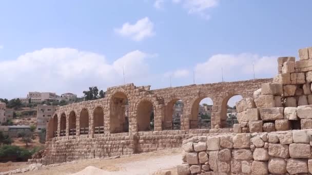Arco Adriano Uma Antiga Estrutura Romana Jerash Jordânia — Vídeo de Stock