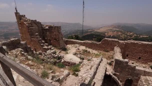 Vista Para Vale Jordão Deserto Circundante Castelo Ajloun Jordânia — Vídeo de Stock