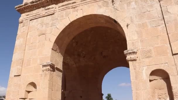 Ürdün Jerash Antik Kentinde Roma Kapısı — Stok video