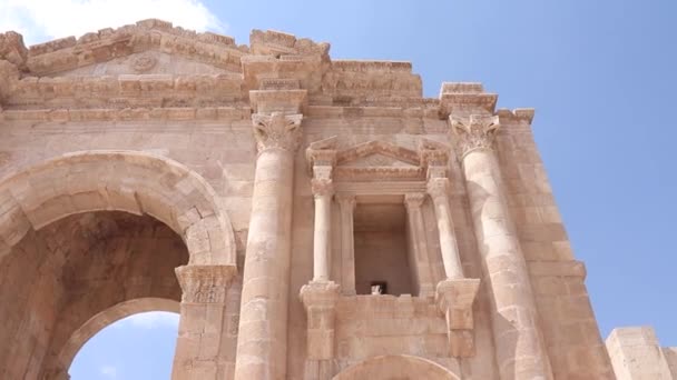 Łuk Hadriana Jest Starożytną Rzymską Budowlą Jerash Jordania — Wideo stockowe