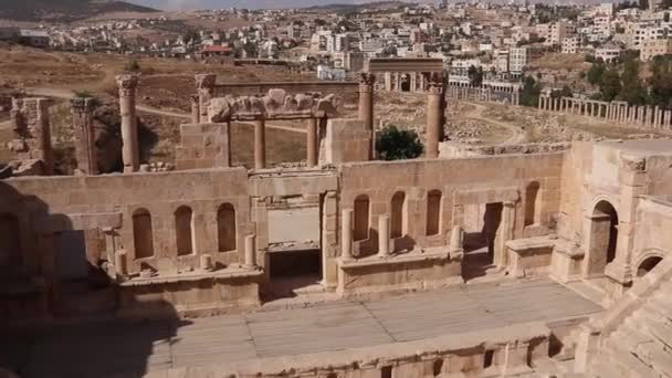 Kuzey Tiyatrosu Ürdün Antik Şehri Jerash — Stok video