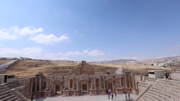 Das South Theatre Die Antike Stadt Jerash Jordanien — Stockvideo