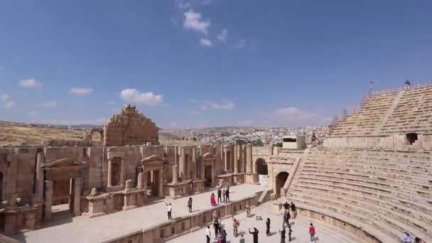 Das South Theatre Die Antike Stadt Jerash Jordanien — Stockvideo
