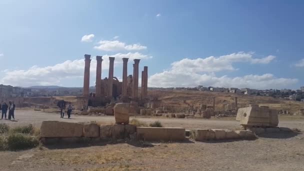 Chrám Artemis Starobylé Město Jerash Jordánsko — Stock video