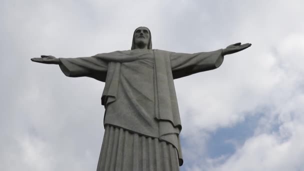 Back Colossal Statue Jesus Christ Christ Redeemer — Stock Video