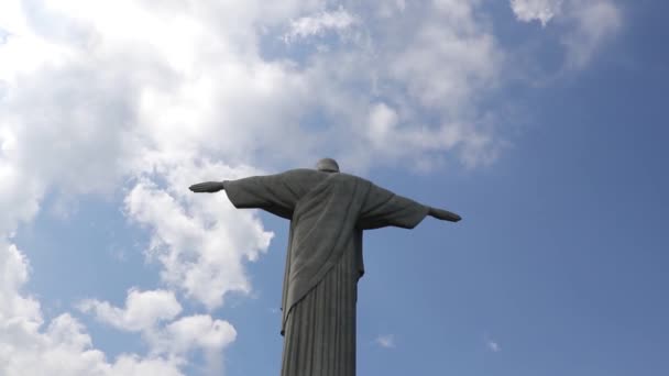 Espalda Estatua Colosal Jesucristo Cristo Redentor — Vídeos de Stock