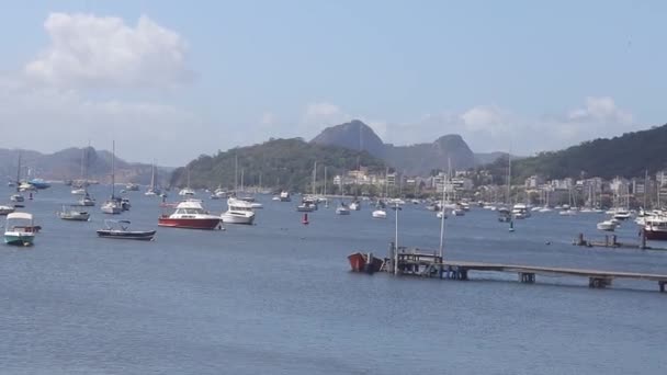 Haven Van Cruise Bij Guanabara Bay Rio Janeiro — Stockvideo