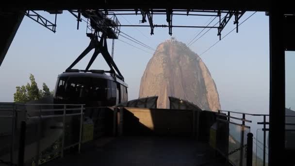 Şekerli Teleferik Rio Janeiro Brezilya Bir Kablo — Stok video