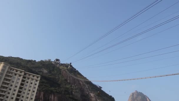 Sugarloaf Τελεφερίκ Ένα Τελεφερίκ Στο Ρίο Ντε Τζανέιρο Βραζιλία — Αρχείο Βίντεο