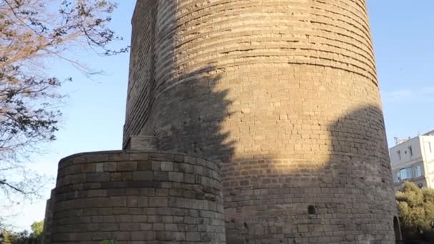 Torre Doncella Ciudad Vieja Bakú Azerbaiyán — Vídeos de Stock