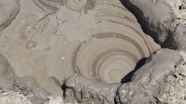 Mud Bubbling Out Earth Mud Volcanoes Azerbaijan — Stock Video