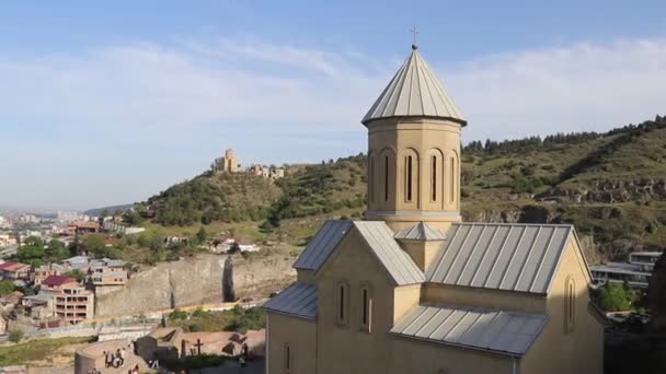 Sankt Nikolaus Kyrka Ligger Nedre Delen Borgen Narikala Fort Tbilisi — Stockvideo