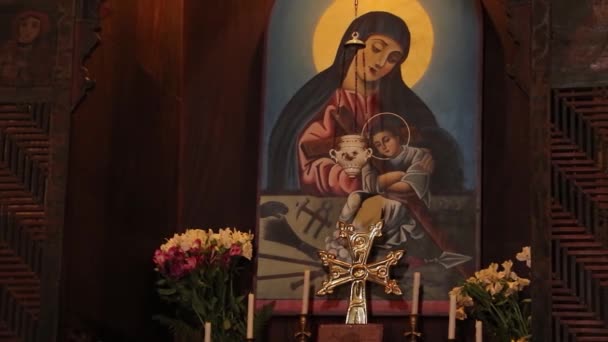 Севанский Монастырь Черный Монастырь Армении — стоковое видео