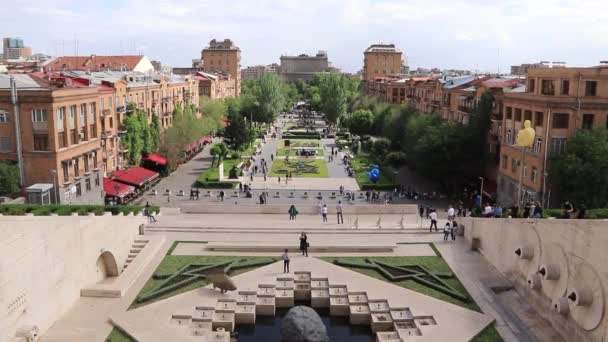 Pohled Jerevanské Kaskády Arménii — Stock video