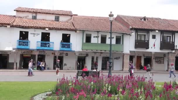 ペルーのクスコのメイン広場 アルマス広場 — ストック動画