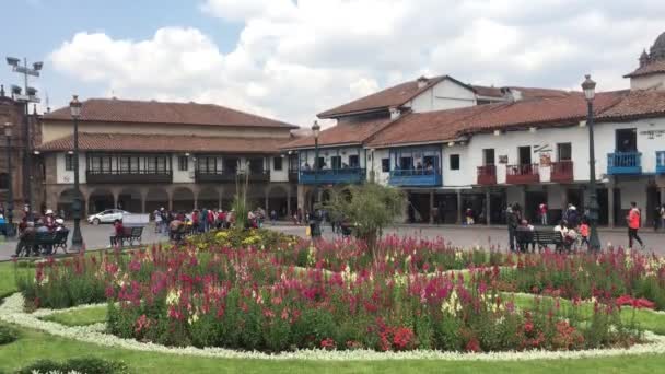 Plaza Armas Κεντρική Πλατεία Του Κούσκο Στο Περού — Αρχείο Βίντεο
