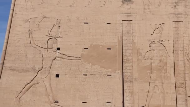 Hlavní Vchod Chrámu Edfu Prvním Sloupem Egypt — Stock video