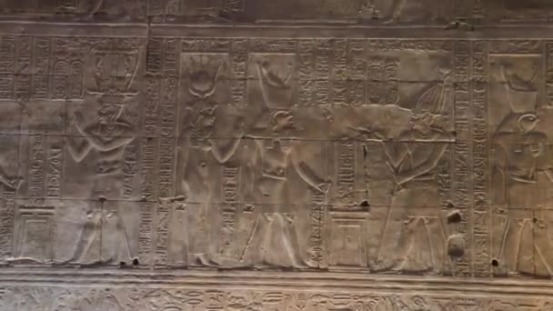 Edfu Tapınağı Mısır Duvarlarında Yardım — Stok video