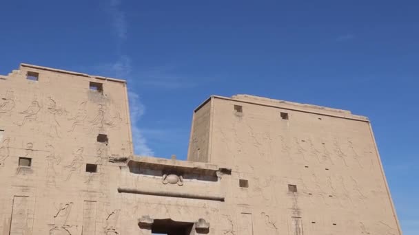 Hlavní Vchod Chrámu Edfu Prvním Sloupem Egypt — Stock video