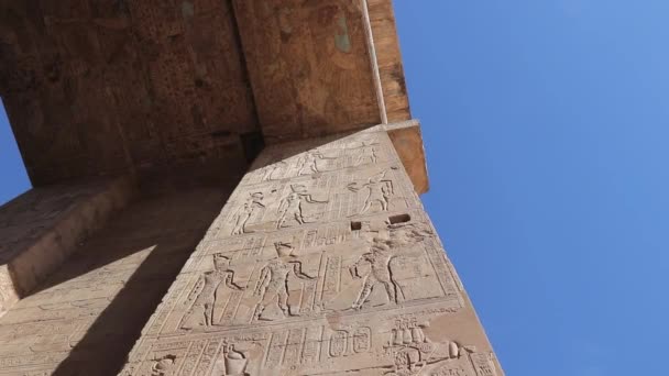 Hoofdingang Van Edfu Tempel Toont Eerste Pyloon Egypte — Stockvideo