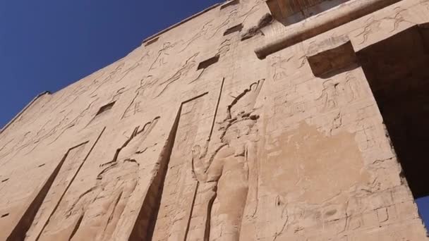 Entrada Principal Del Templo Edfu Que Muestra Primer Pilón Egipto — Vídeo de stock