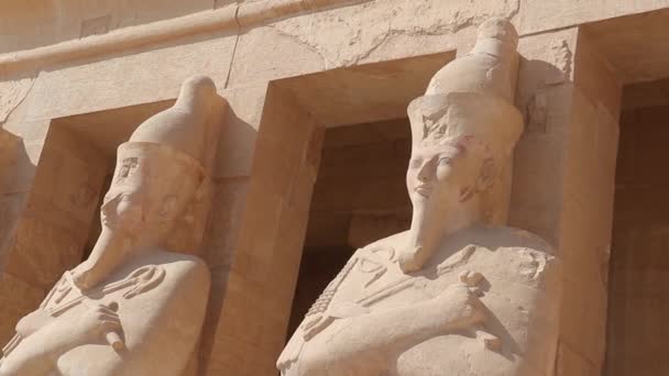 Standbeelden Van Osiris Mortuarium Tempel Van Hatshepsut — Stockvideo