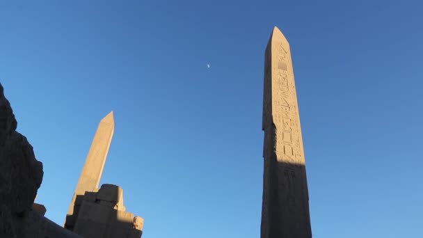 Hatshepsuts Stojící Obelisk Chrámu Karnak Egypt — Stock video