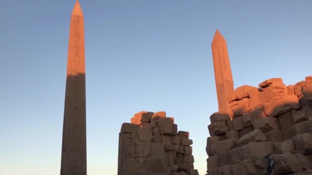 Hatshepsuts Pie Obelisco Templo Karnak Egipto — Vídeos de Stock