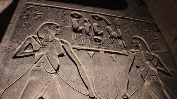 Forntida Egyptisk Lättnad Luxor Temple Egypten — Stockvideo
