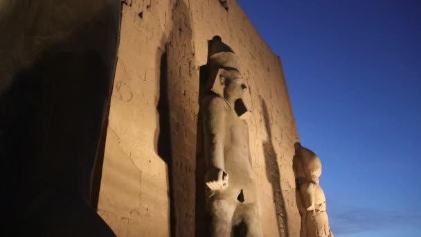 Νύχτα Στο Λούξορ Ναός Αρχαία Αιγυπτιακή Ναός Complex — Αρχείο Βίντεο