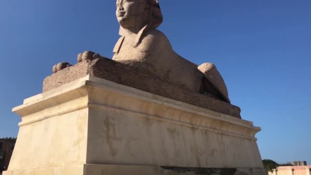 Bredvid Den Monolitiska Kolonnen Står Romerska Kopiorna Sfinxen Pompeys Pillar — Stockvideo