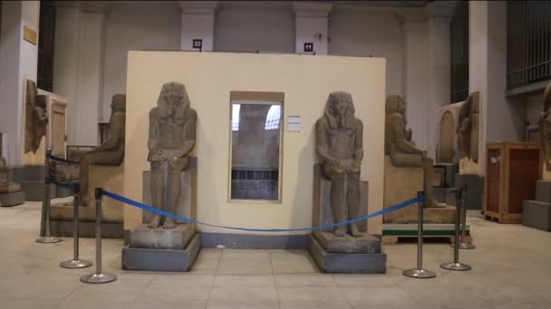 Forntida Egyptisk Staty Egyptiska Museet — Stockvideo