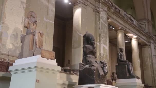 Статуя Древнего Египта Египетском Музее — стоковое видео