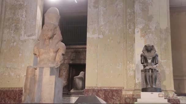 Mısır Müzesi Ndeki Antik Mısır Heykeli — Stok video