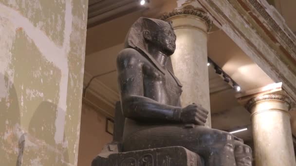 Oud Egyptisch Standbeeld Het Egyptisch Museum — Stockvideo