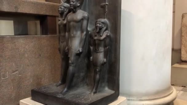 Menkaure Tríades Grupo Estátua Rei Menkaure Museu Egípcio Cairo — Vídeo de Stock