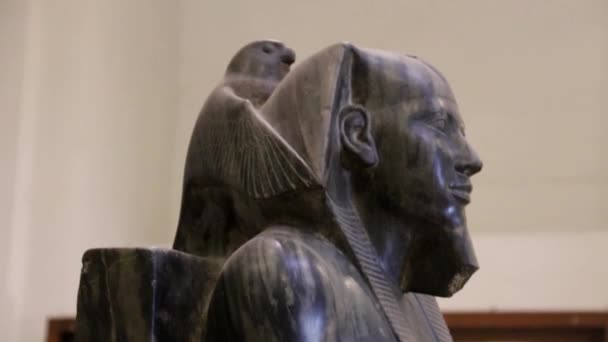 Statue Des Pharao Kharfe Ägyptisches Museum Kairo — Stockvideo