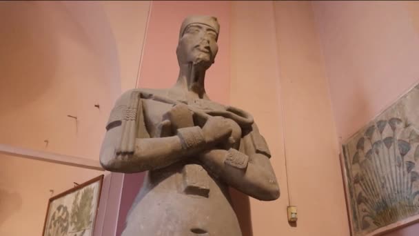 Kolossale Statue Von Echnaton Ägyptisches Museum Kairo — Stockvideo