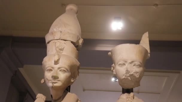 Statuen Von Amun Und Mut Ägyptisches Museum Kairo — Stockvideo
