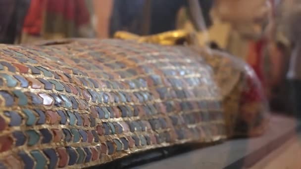 Outermost Coffin Tutankhamun Egyptian Museum Cairo — Stock Video