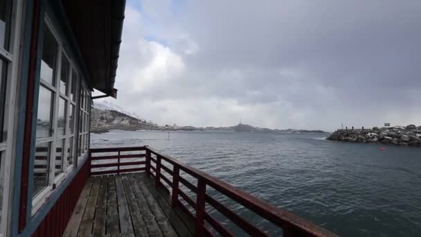 Karla Kaplı Küçük Bir Kasaba Bir Köy Lofoten Norveç — Stok video