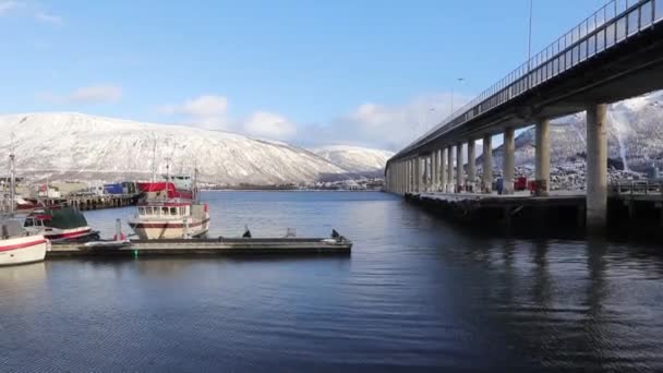 Haven Van Tromso Noorwegen — Stockvideo
