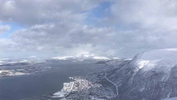 Vista Tromso Islas Fiordos Circundantes Fjellheisen Noruega — Vídeos de Stock