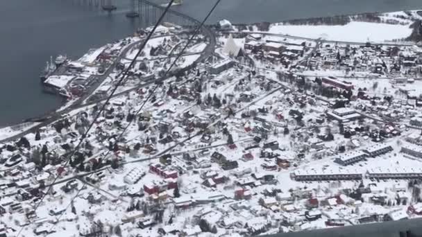 Utsikt Över Tromso Omgivande Öar Och Fjordar Fjellheisen Norge — Stockvideo