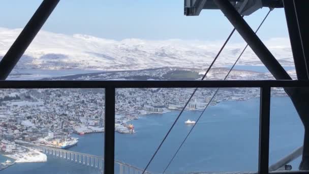 Άποψη Του Tromso Γύρω Νησιά Και Φιόρδ Fjellheisen Νορβηγία — Αρχείο Βίντεο