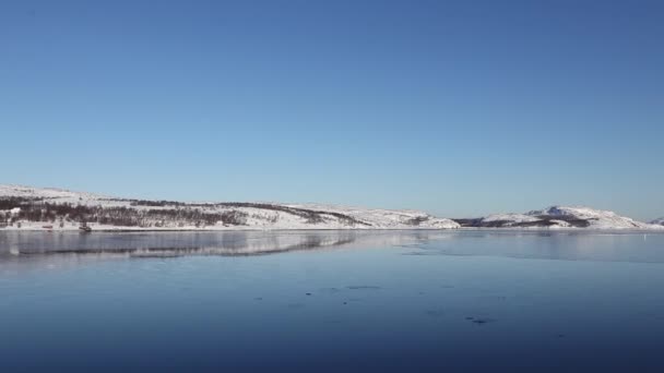 Ледяное Озеро Киркенесе Норвегия — стоковое видео