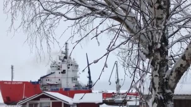 Kreuzfahrt Auf Den Gefrorenen Gewässern Der Bottnischen See Lappland — Stockvideo
