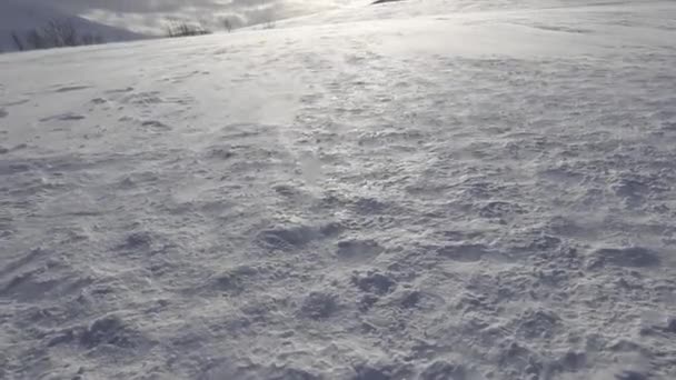Χιόνι Στο Storsteinen Mountain Tromso Νορβηγία — Αρχείο Βίντεο