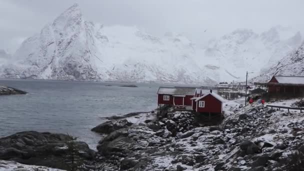 Hamnoy Küçük Bir Balıkçı Köyüdür Lofoten Deki Güzel Yerlerden Biri — Stok video