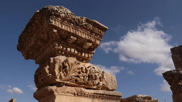 Detalle Esculturas Piedra Ruinas Ciudad Jerash Jordania —  Fotos de Stock